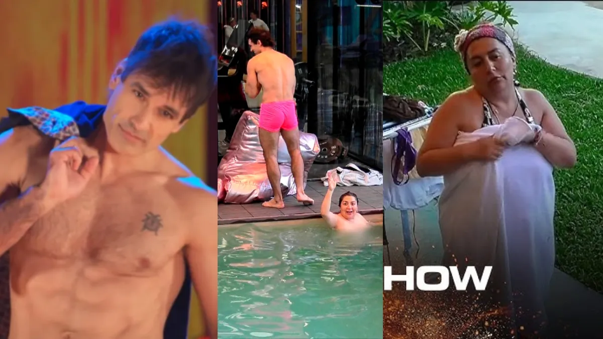 Chapuzón hot: Pincoya y Juan Carlos López nadaron desnudos en la pileta de Gran Hermano