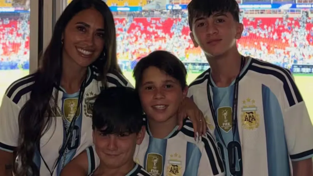 Video: el festejo de Antonela Roccuzzo y sus hijos tras el gol de Messi ante Jordania